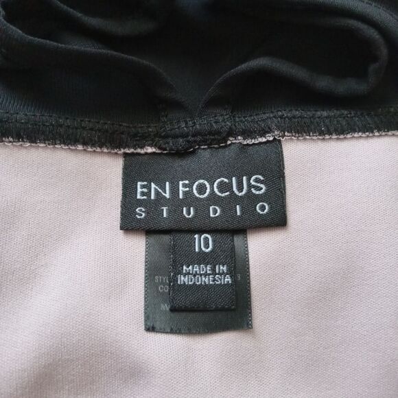 Enfocus Studio Black & Pink Mesh Fit & Flare Above Knee Length Dress Women's 10 - Picture 4 of 13